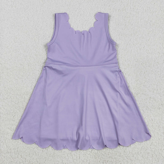 RTS NO MOQ GSD2372 Purple lace yoga sleeveless dress