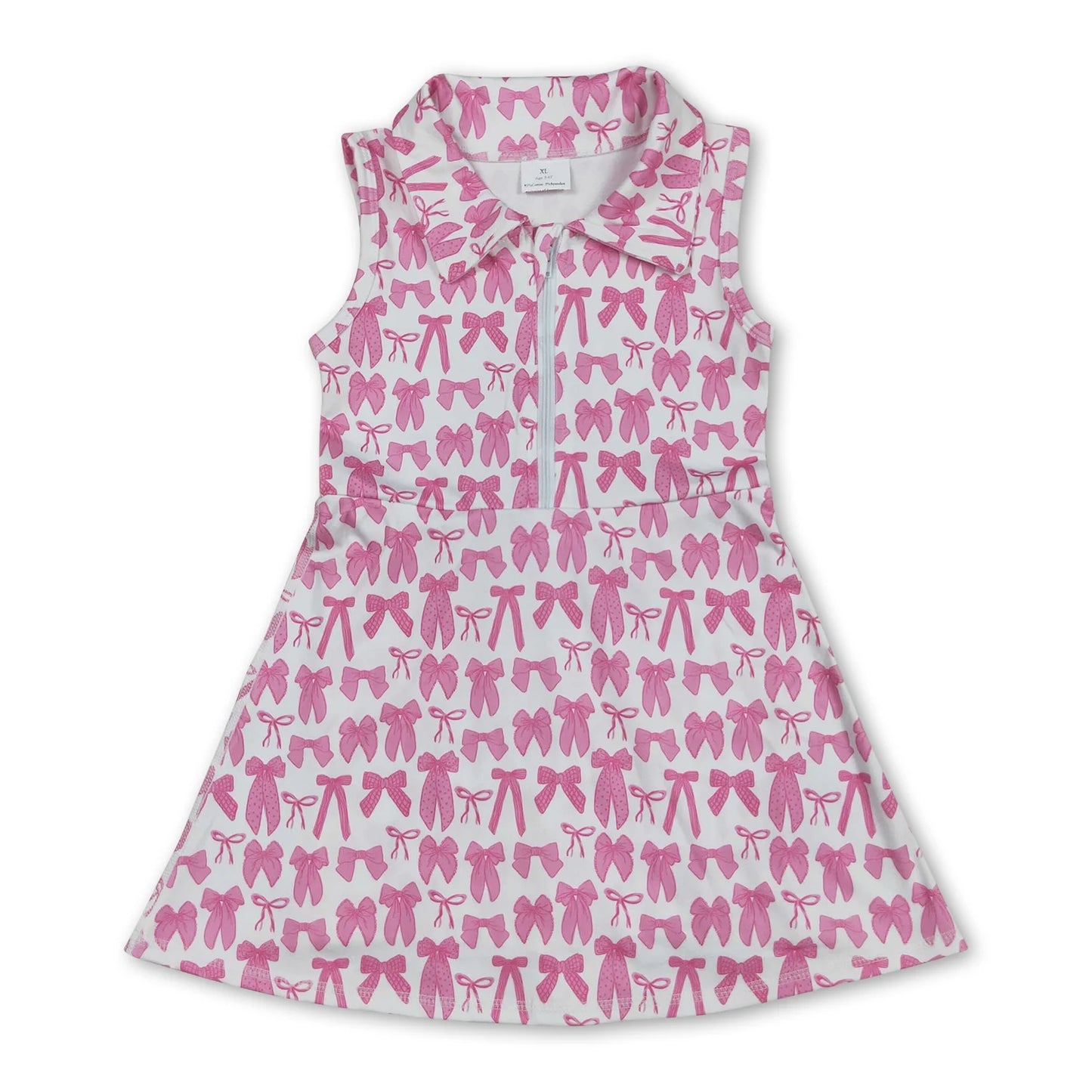 RTS NO MOQ Sibling yoga fabric Baby Girls Zipper Sleeveless Knee Length Athletic Short Dress