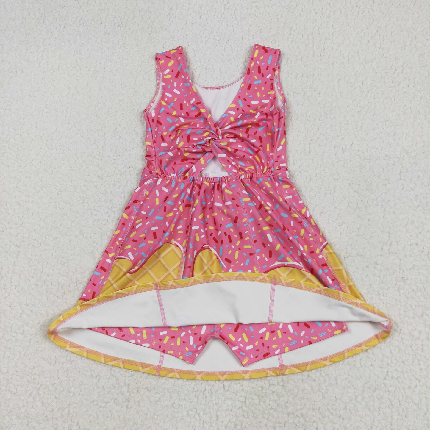 RTS NO MOQ Sibling baby girl clothes yoga team sleeveless skirt sets