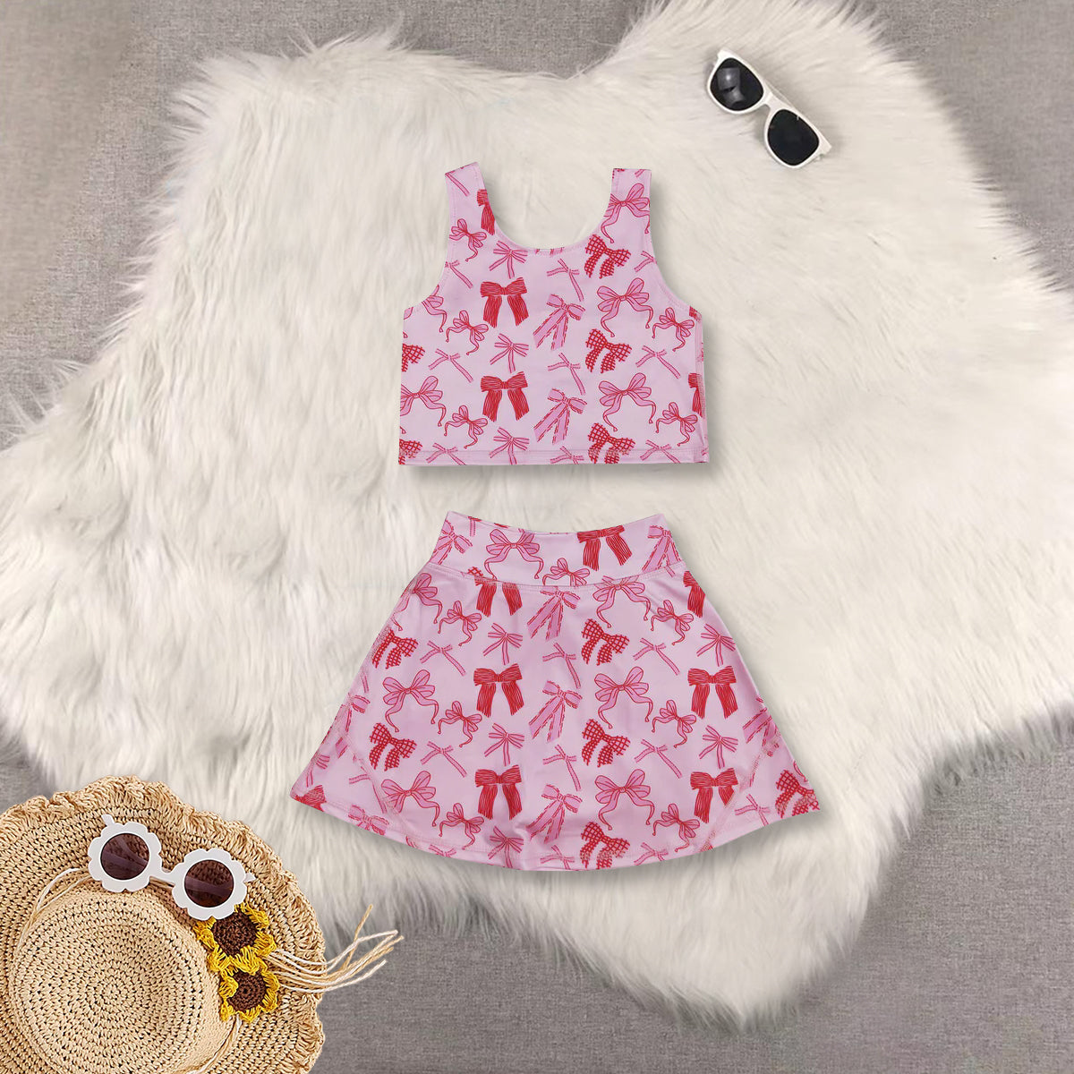 RTS NO MOQ Sibling baby girl clothes summer yoga sportswear skirt sets