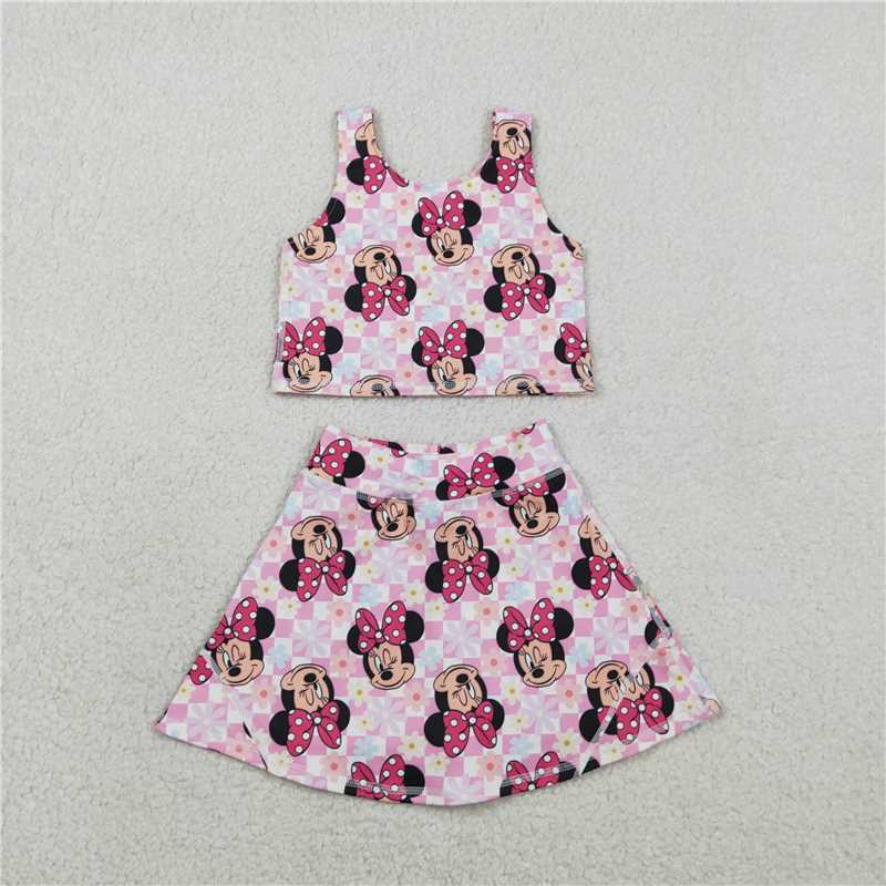 RTS NO MOQ Sibling yoga fabric Baby Girls Vests Skirt Short Yoga Active Clothes Set Dress Rompers