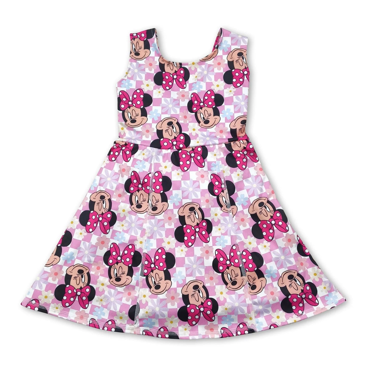 RTS NO MOQ Sibling yoga fabric Cute Clothes Baby Girls Summer Sleeveless Flower Printed Toddler Girl Yoga Active Knee Length Skort Dress