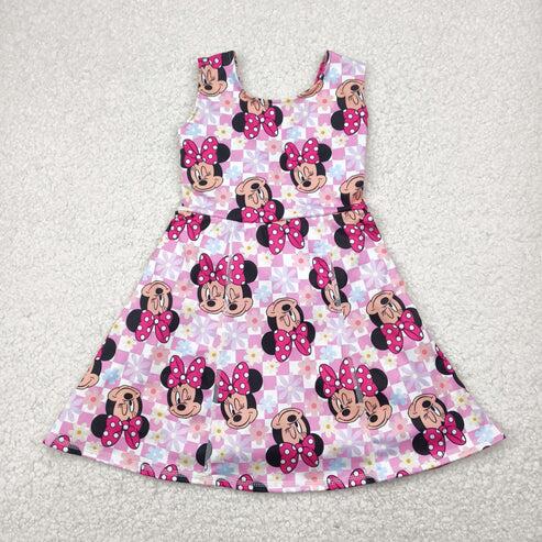 RTS NO MOQ Sibling Baby Girls Sleeveless Flower Bows Yoga Active Shorts Knee-Length Dresses