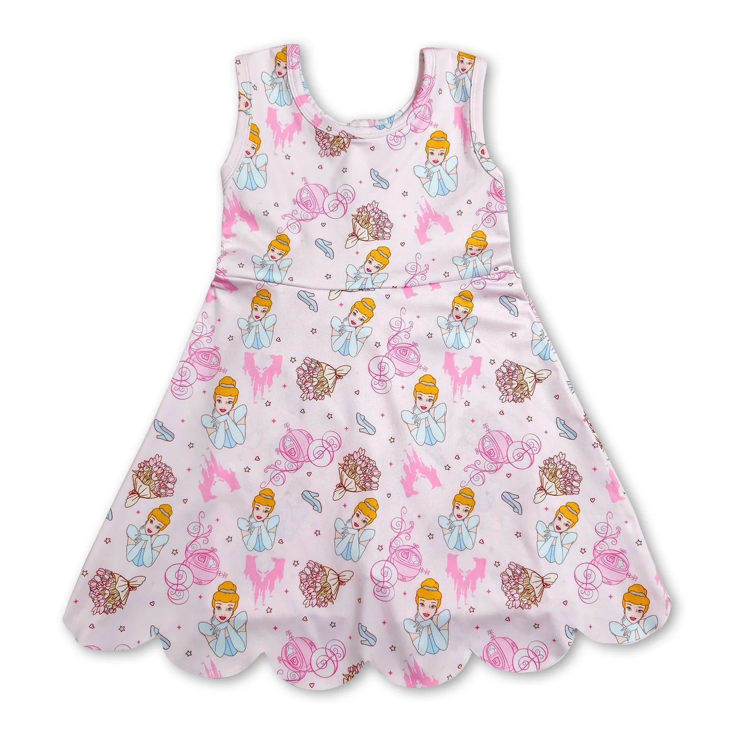 RTS NO MOQ Sibling yoga fabric Baby Girls Bow Scallop Trim Knee Length Athletic Short Dress