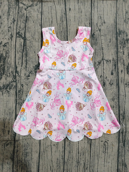 (Pre Order) No moq GSD2489 Infant Girls Cute Pink Sleeveless  Yoga Dresses
