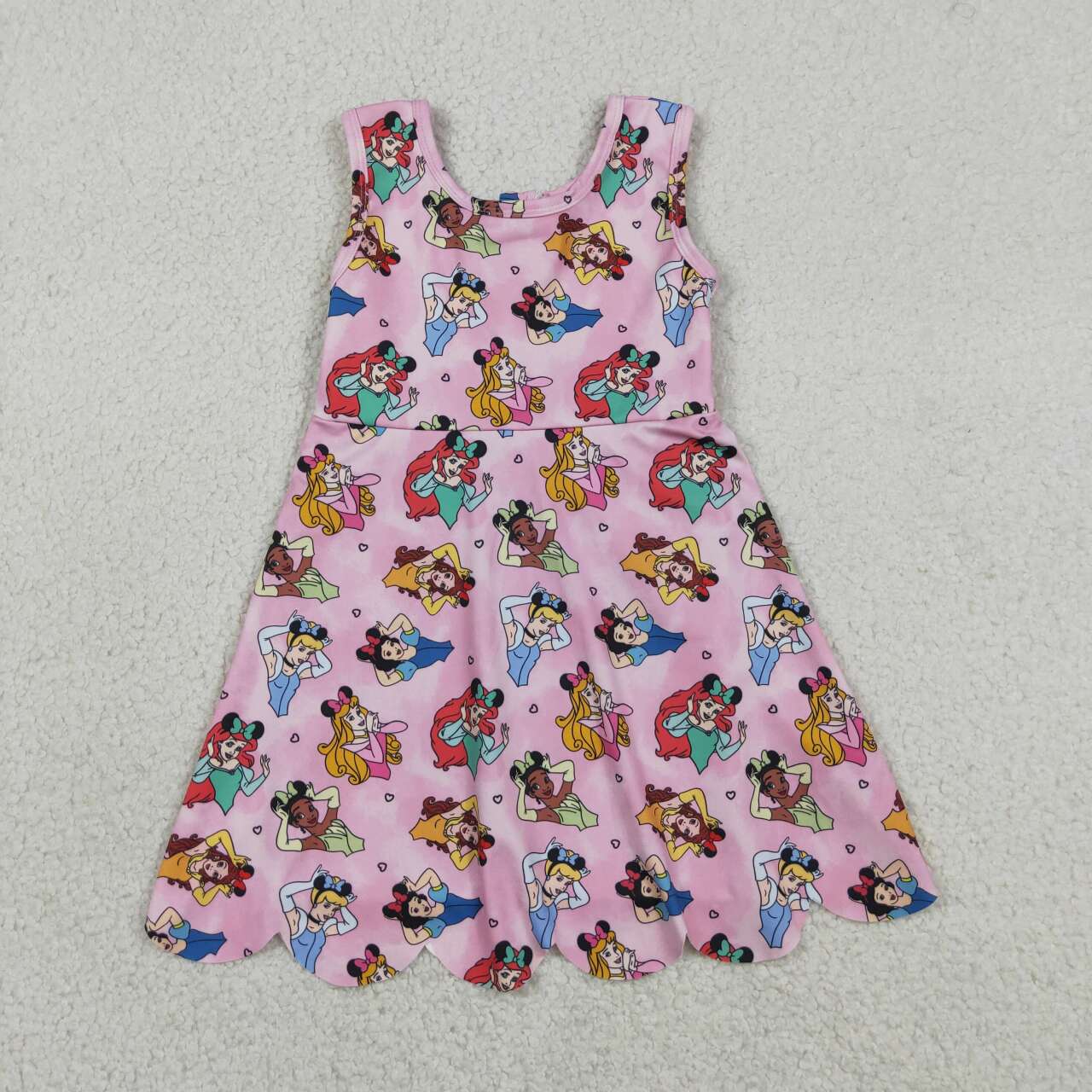 RTS NO MOQ yoga fabric GSD2491 Cute Clothes Baby Girls Pink Sleeveless Knee Length Active Dress