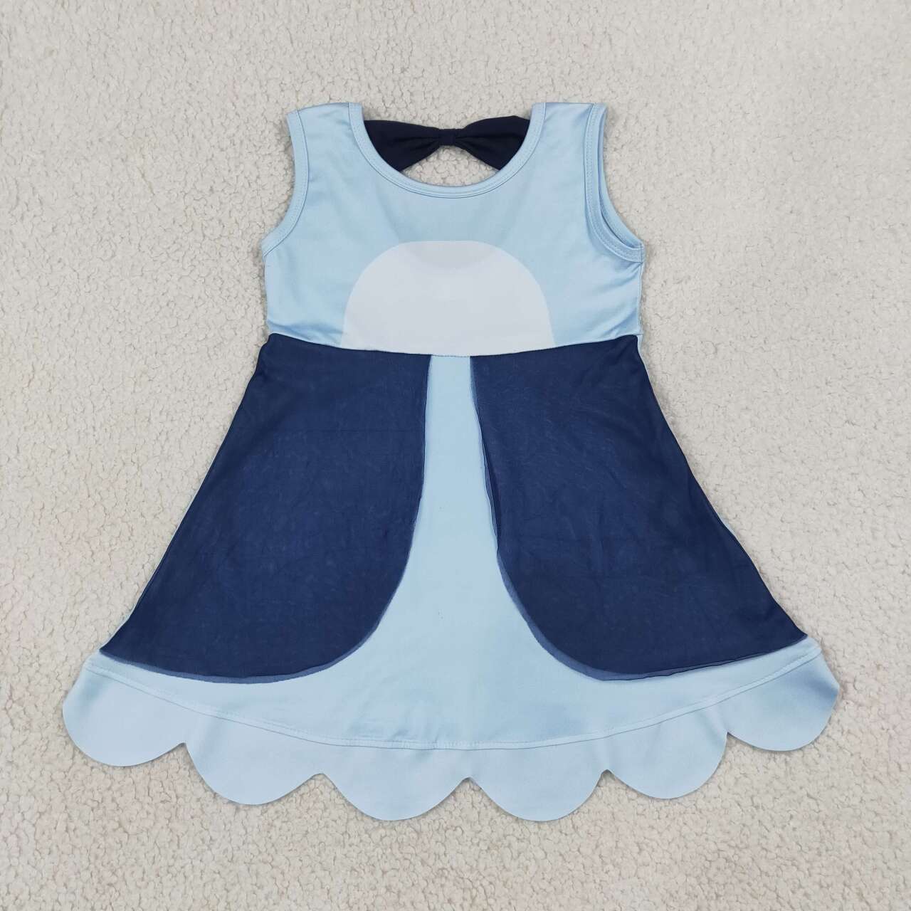 NEW RTS NO MOQ cotton GSD2515 Cute Clothes Baby Girls Summer Blue Sleeveless Knee Length Dress