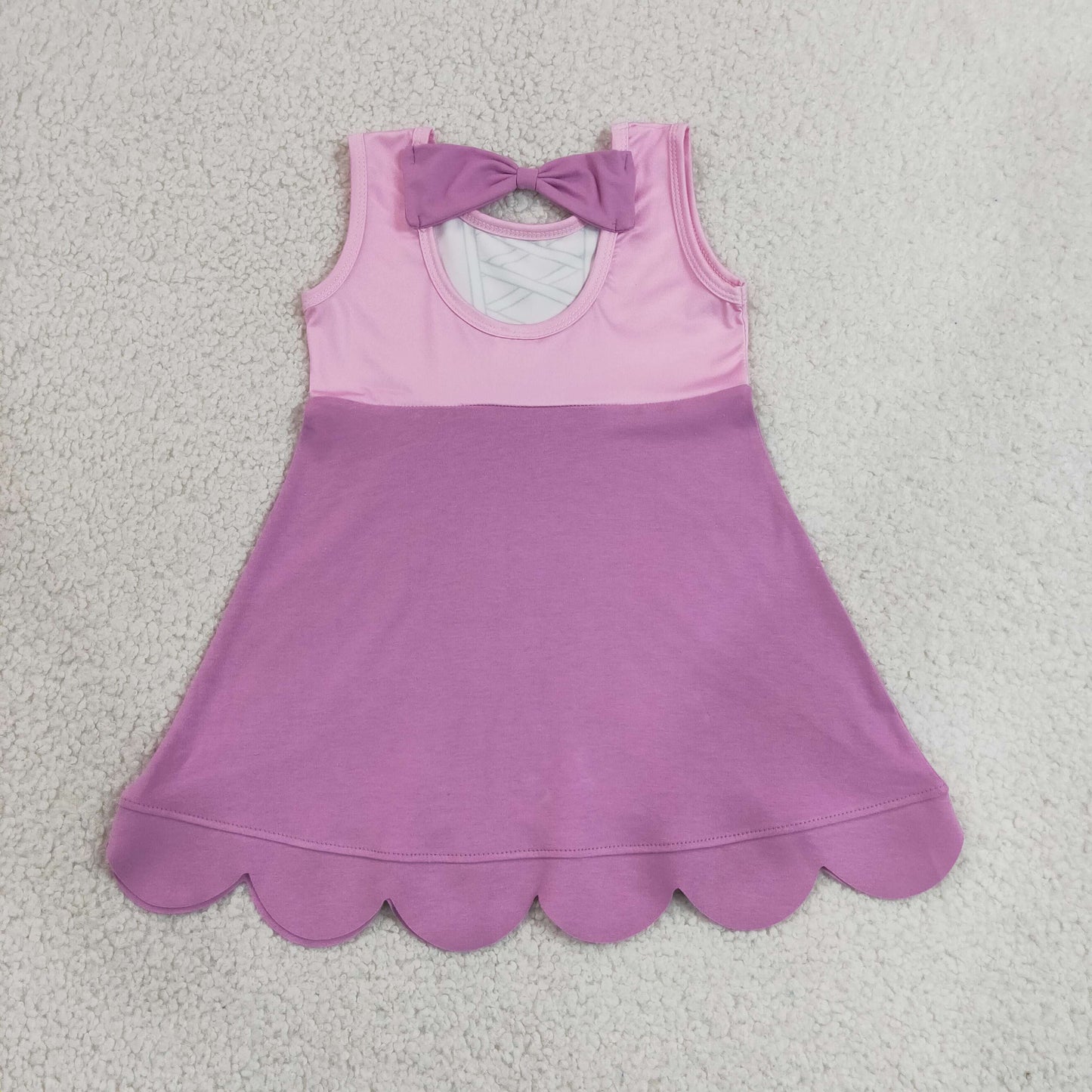RTS NO MOQ yoga fabric GSD2518  Baby Girls Hot Pink Sleeveless Knee Length Dress
