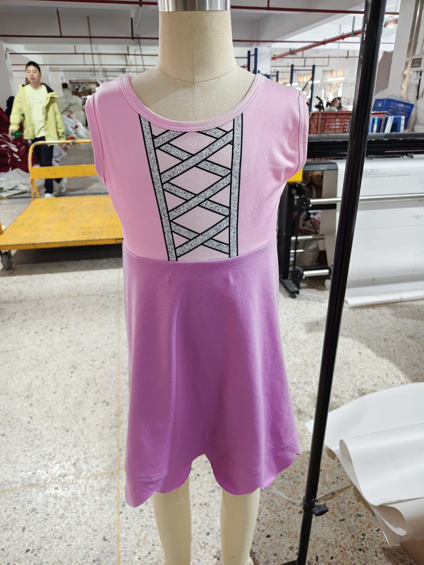 (Sample) No moq GSD2518  Baby Girls Summer Hot Pink Sleeveless Knee Length Dress
