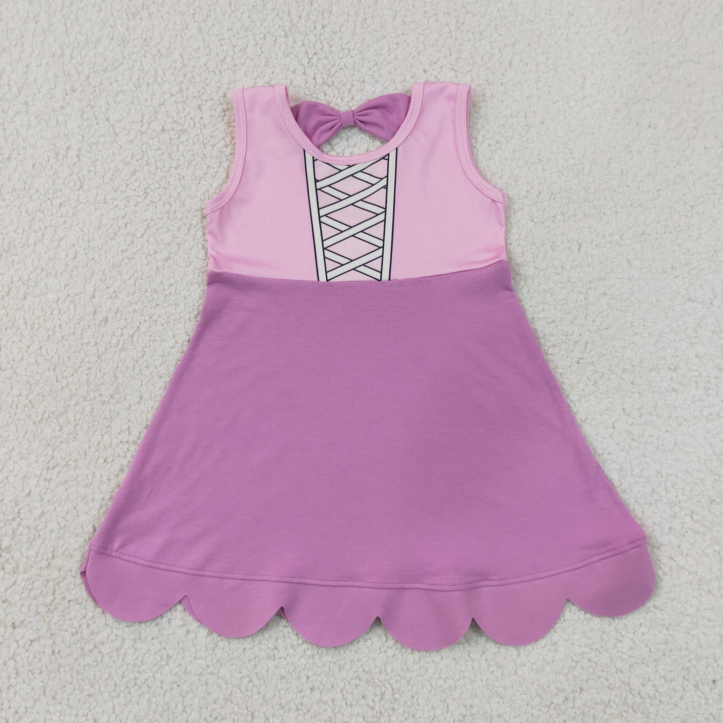 RTS NO MOQ yoga fabric GSD2518  Baby Girls Hot Pink Sleeveless Knee Length Dress