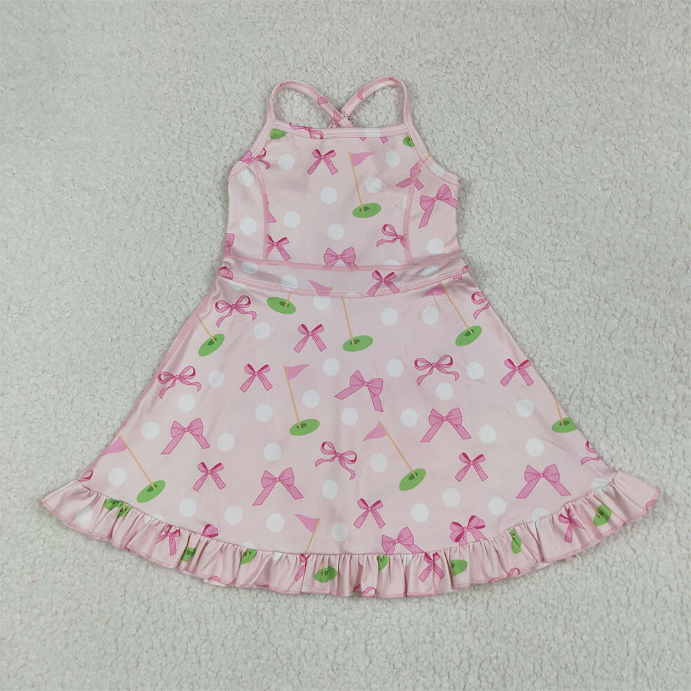 RTS NO MOQ Sibling Baby Girls Knee-Length Ruffle Dresses with Bows