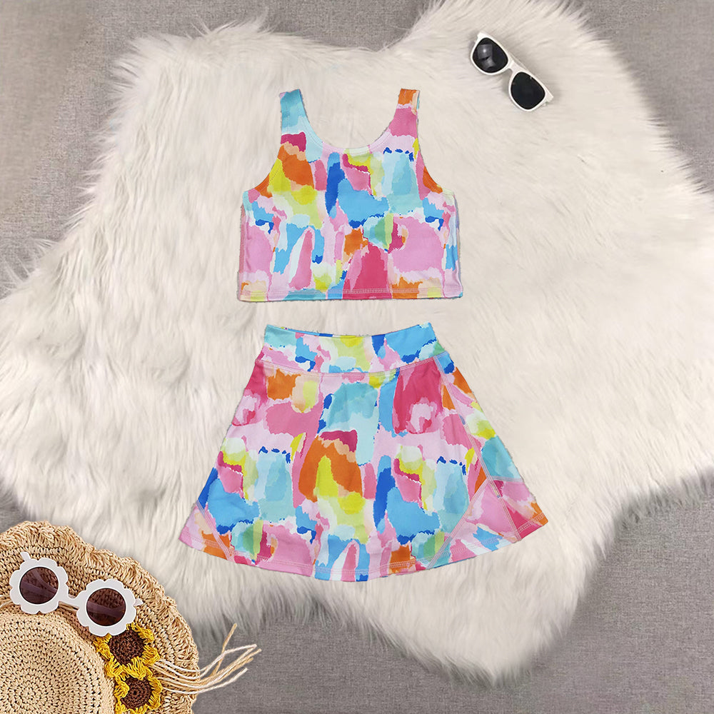 RTS NO MOQ Sibling baby Girls clothes yoga short sleeve Clothes Sets dress