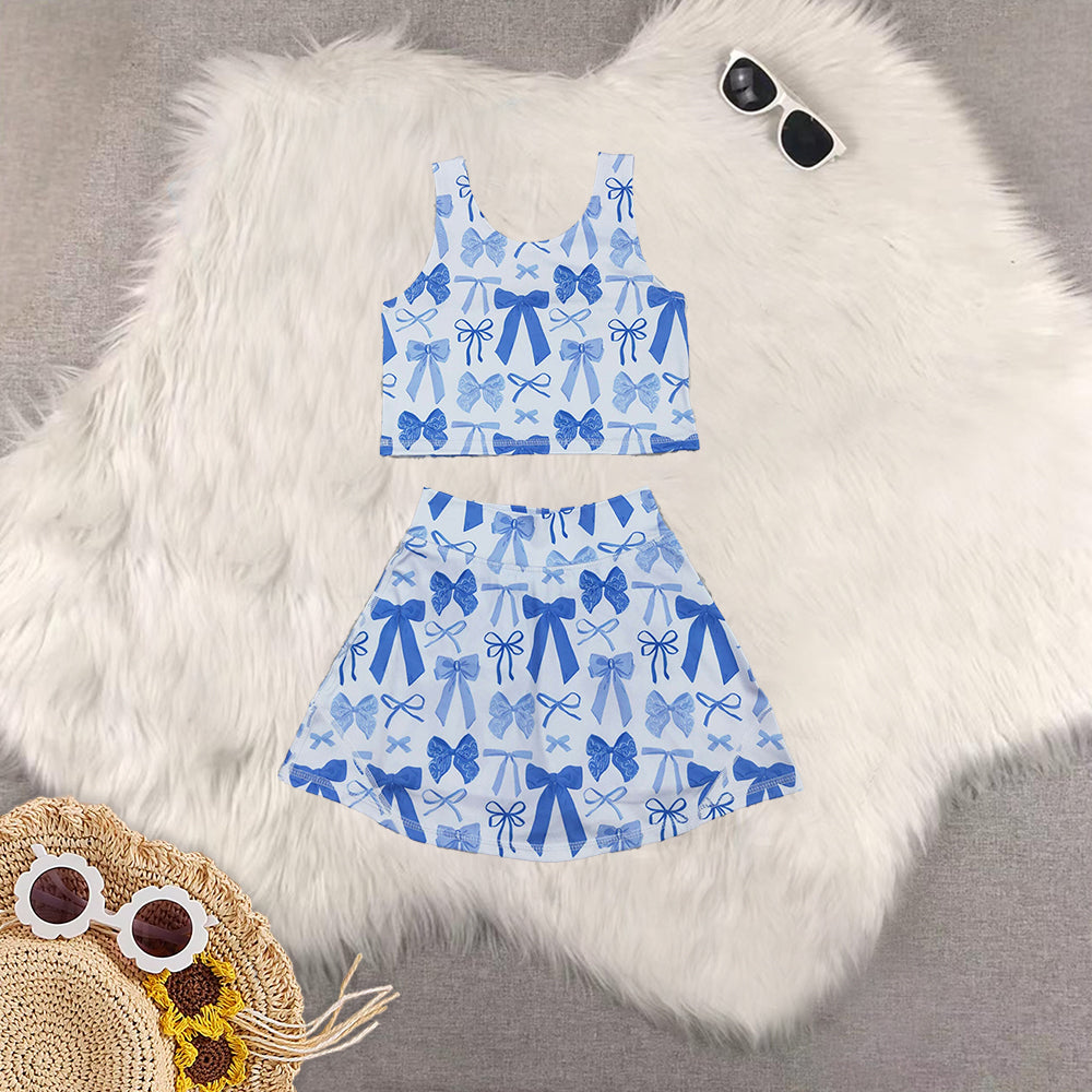 RTS NO MOQ Sibling baby girl clothes summer yoga sportswear skirt sets