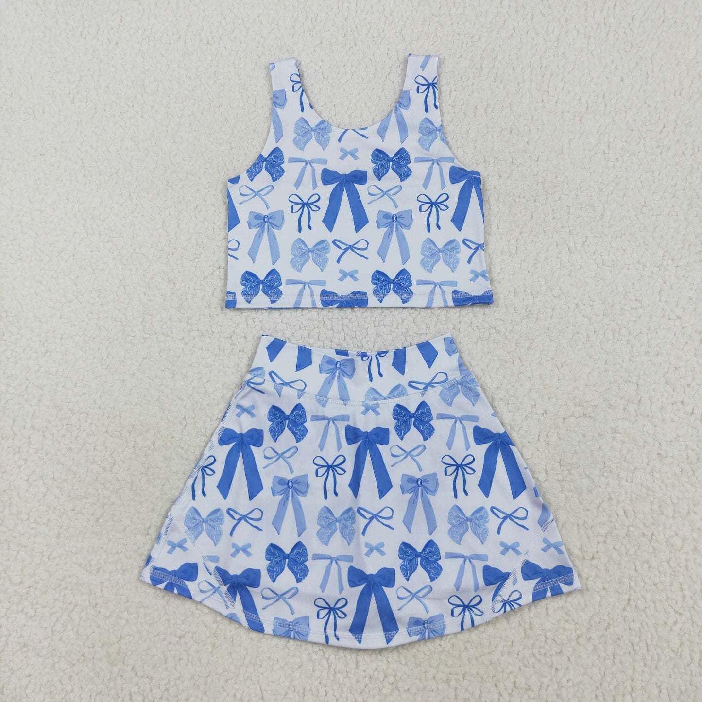 RTS NO MOQ Sibling baby girl clothes team cheer skirt yoga sets