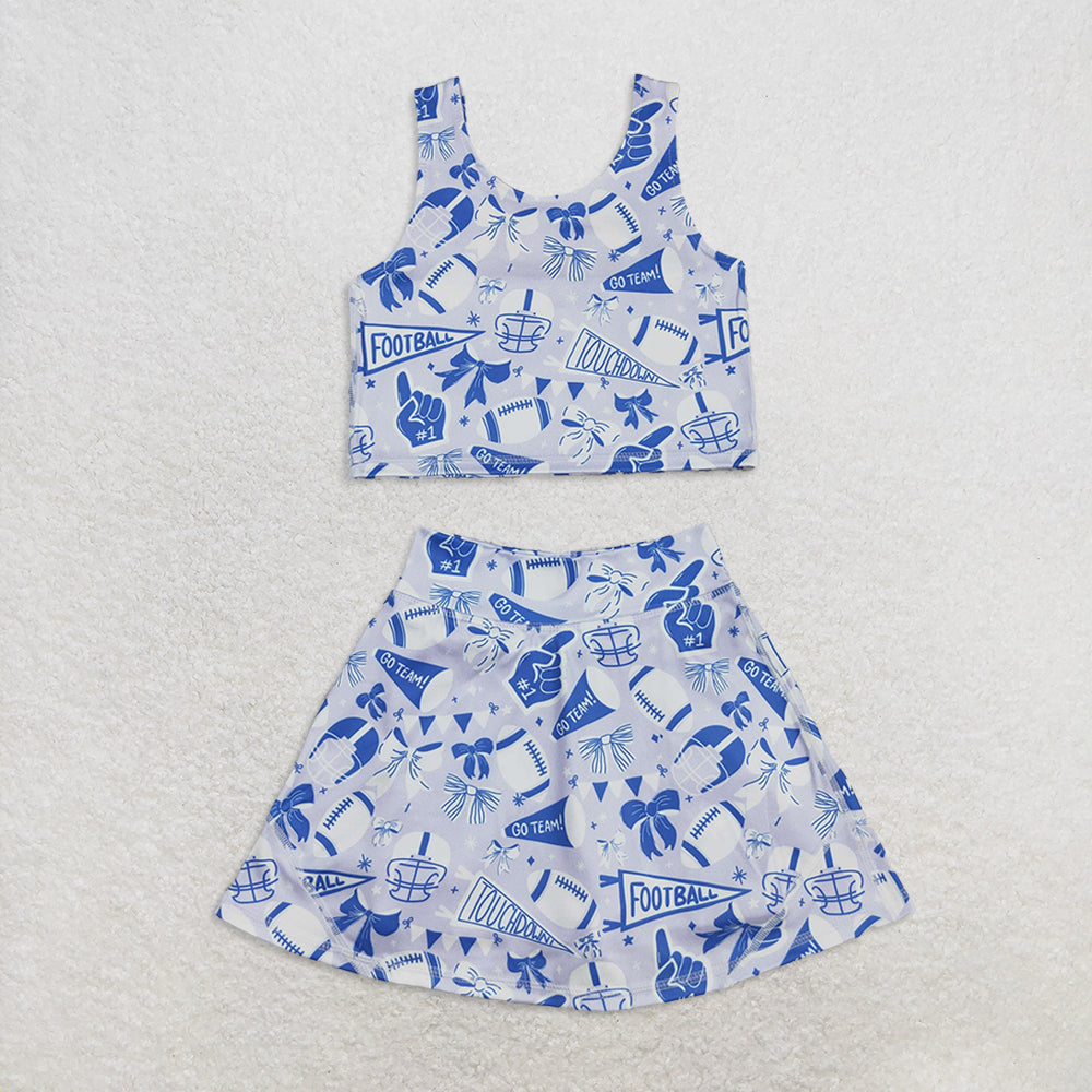 RTS NO MOQ Sibling baby girl clothes team cheer skirt yoga sets and dress