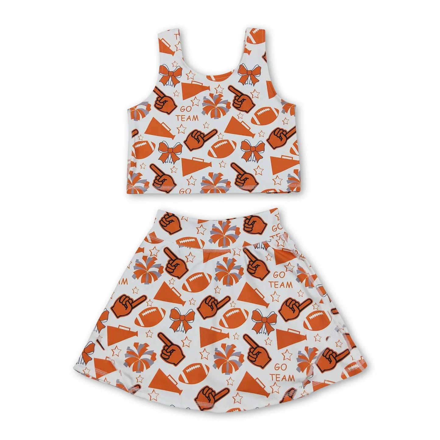 RTS NO MOQ Sibling yoga fabric Baby Girls Team Football Bows Print Vest Top Short Skirts Yoga Active Matching Outfit Clothes Sets