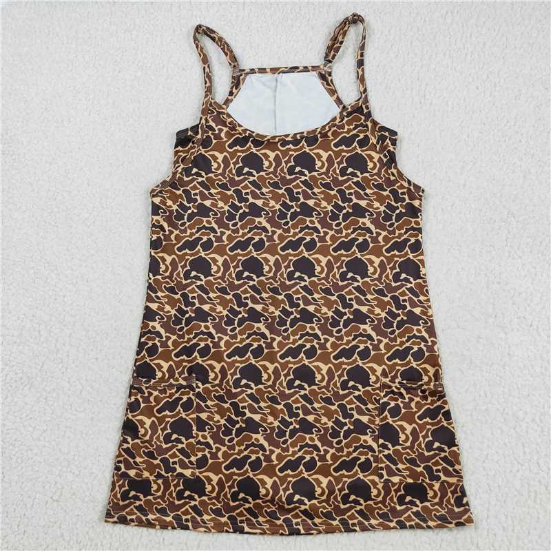 RTS NO MOQ Sibling baby girl clothes camouflage suspender yoga dresses 6