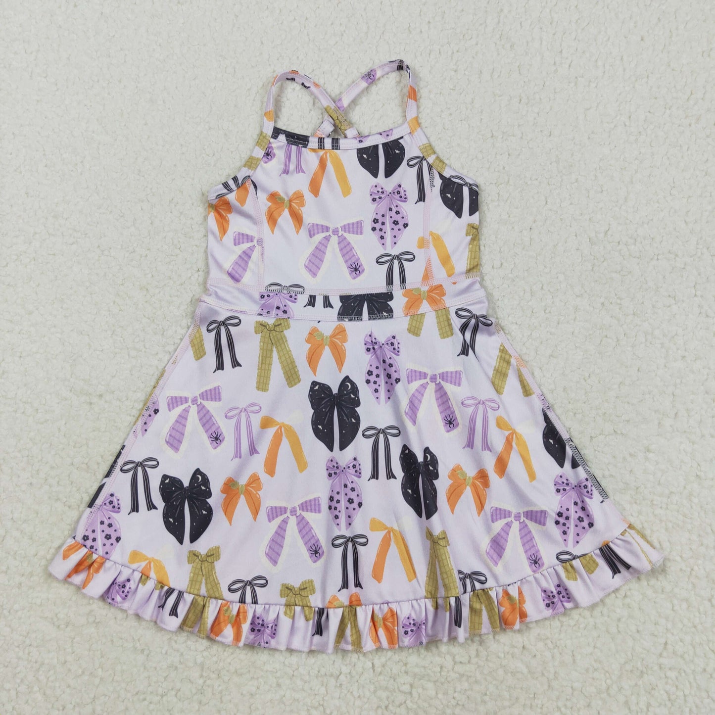 RTS NO MOQ Sibling Baby Girls Knee-Length Ruffle Dresses with Bows