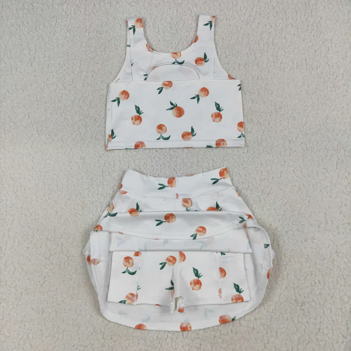 RTS NO MOQ Sibling baby Girls clothes yoga striped short sleeve Clothes Sets