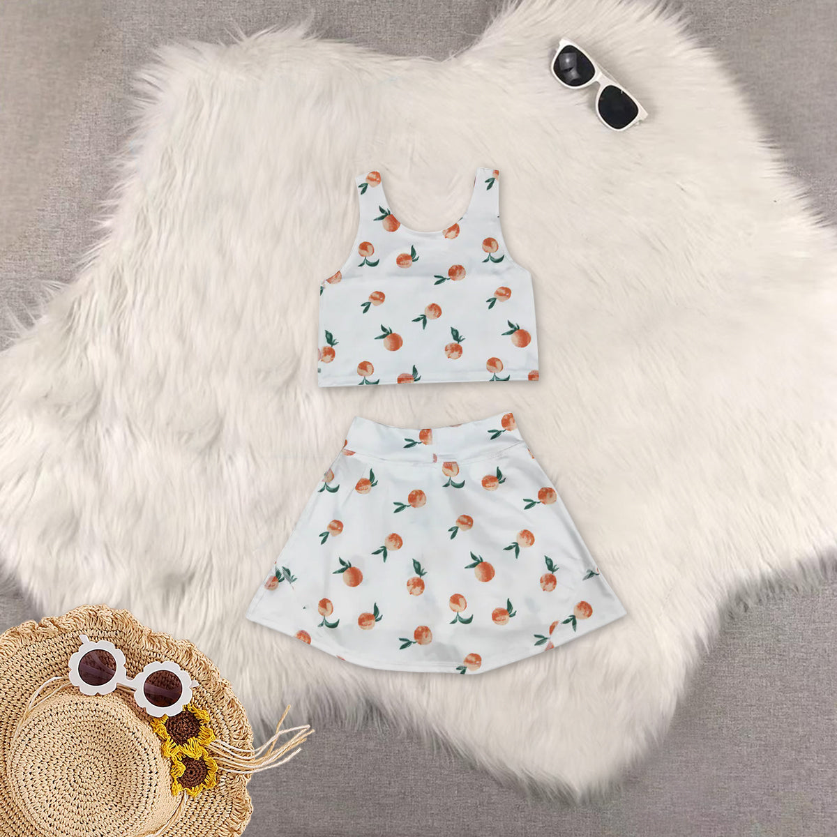 RTS NO MOQ Sibling baby Girls clothes yoga striped short sleeve Clothes Sets