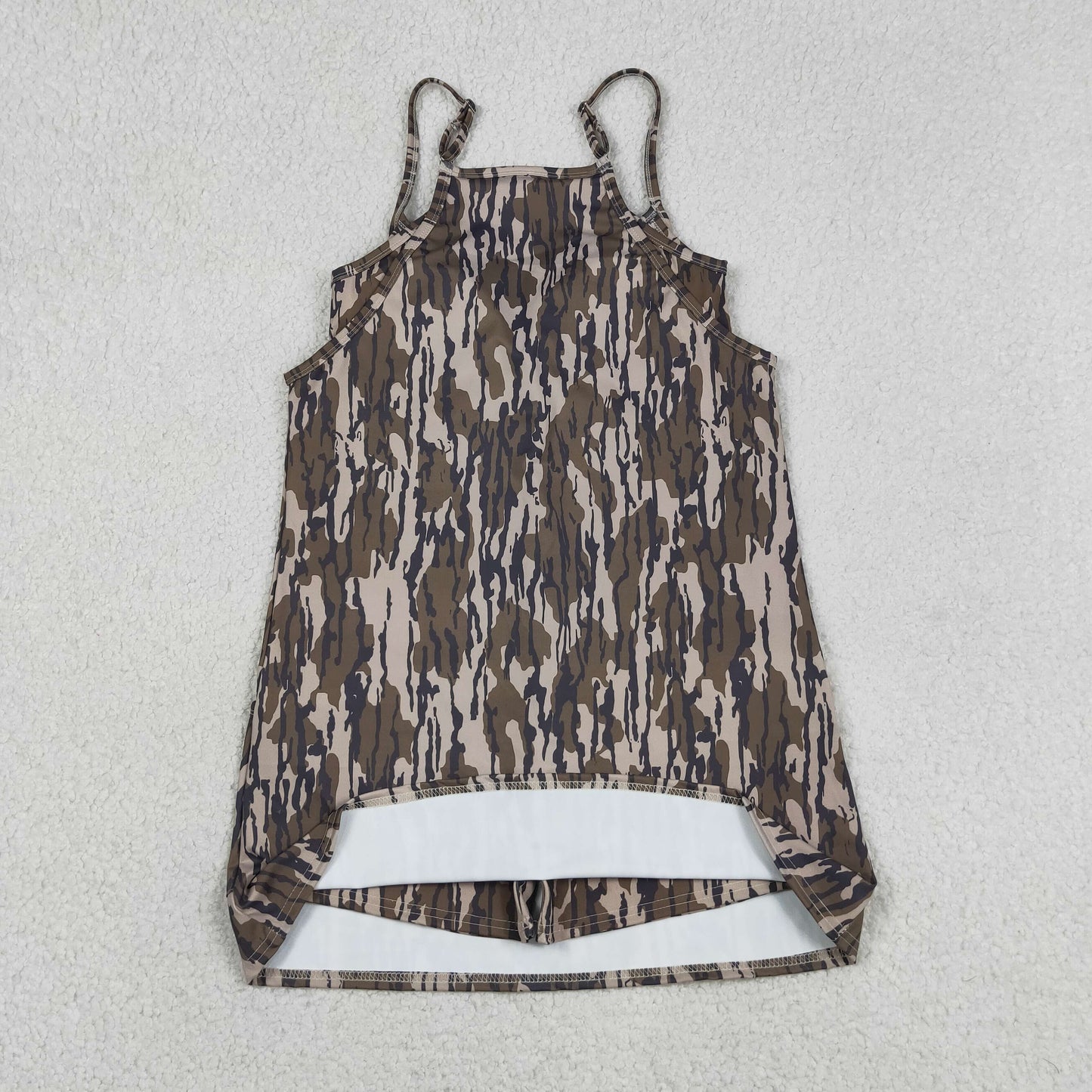 RTS NO MOQ yoga fabric GSD2744 Adult Women Yoga Active Camo Sleeveless Strap Yoga Pocket Dress