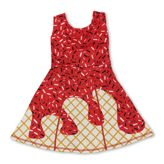 RTS NO MOQ Sibling yoga fabric Baby Girls Summer Drip Style Sleeveless Knee Length Yoga Dresses