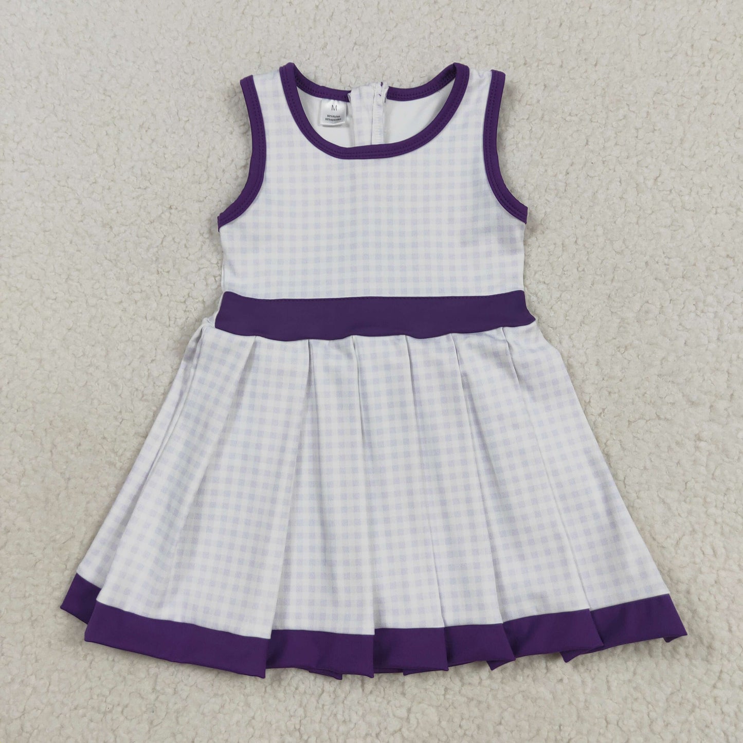 RTS NO MOQ（In Stock) GSD2758 Purple Plaid Sleeveless Yoga Dress