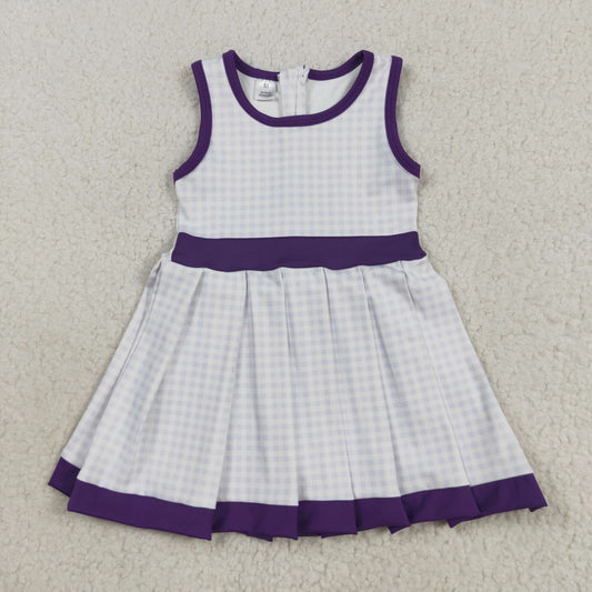 RTS NO MOQ（In Stock) GSD2758 Purple Plaid Sleeveless Yoga Dress