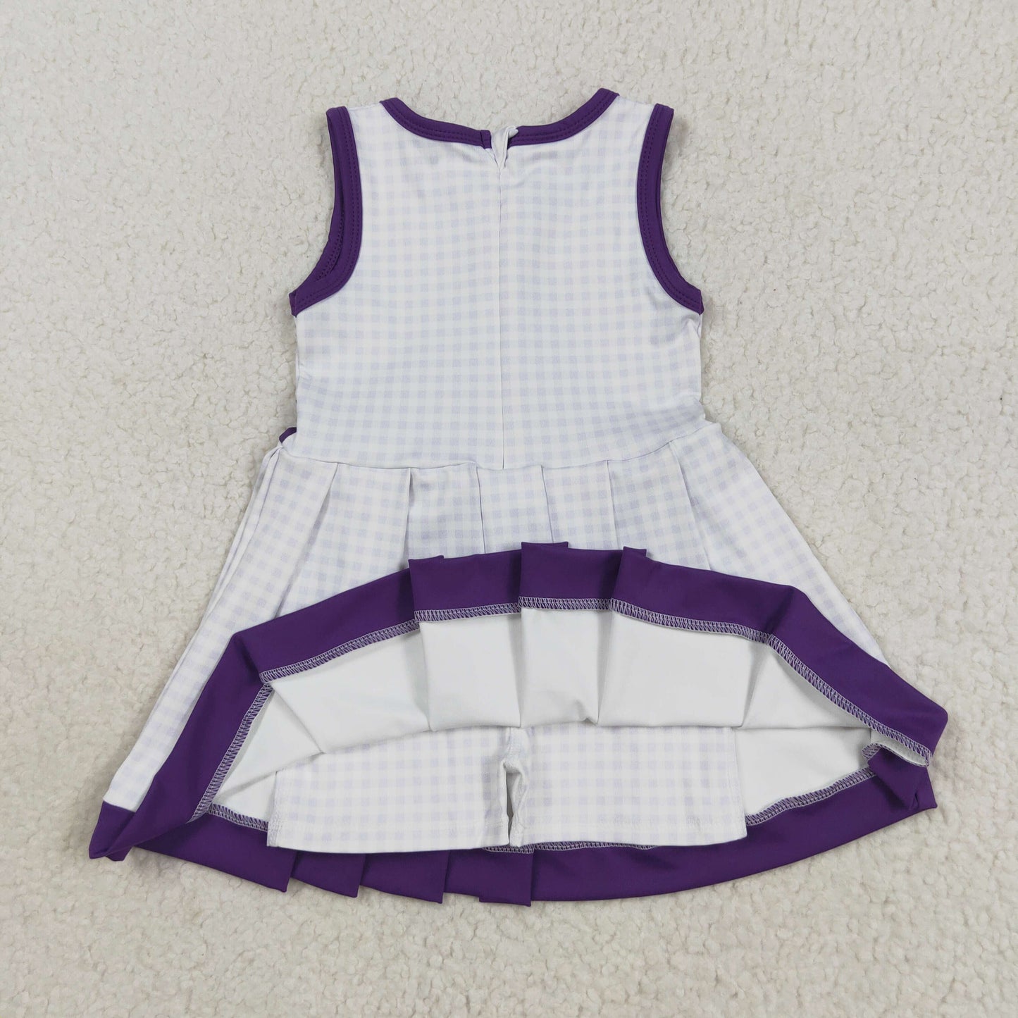 RTS NO MOQ（In Stock) GSD2758 Purple Plaid Sleeveless Yoga Dress