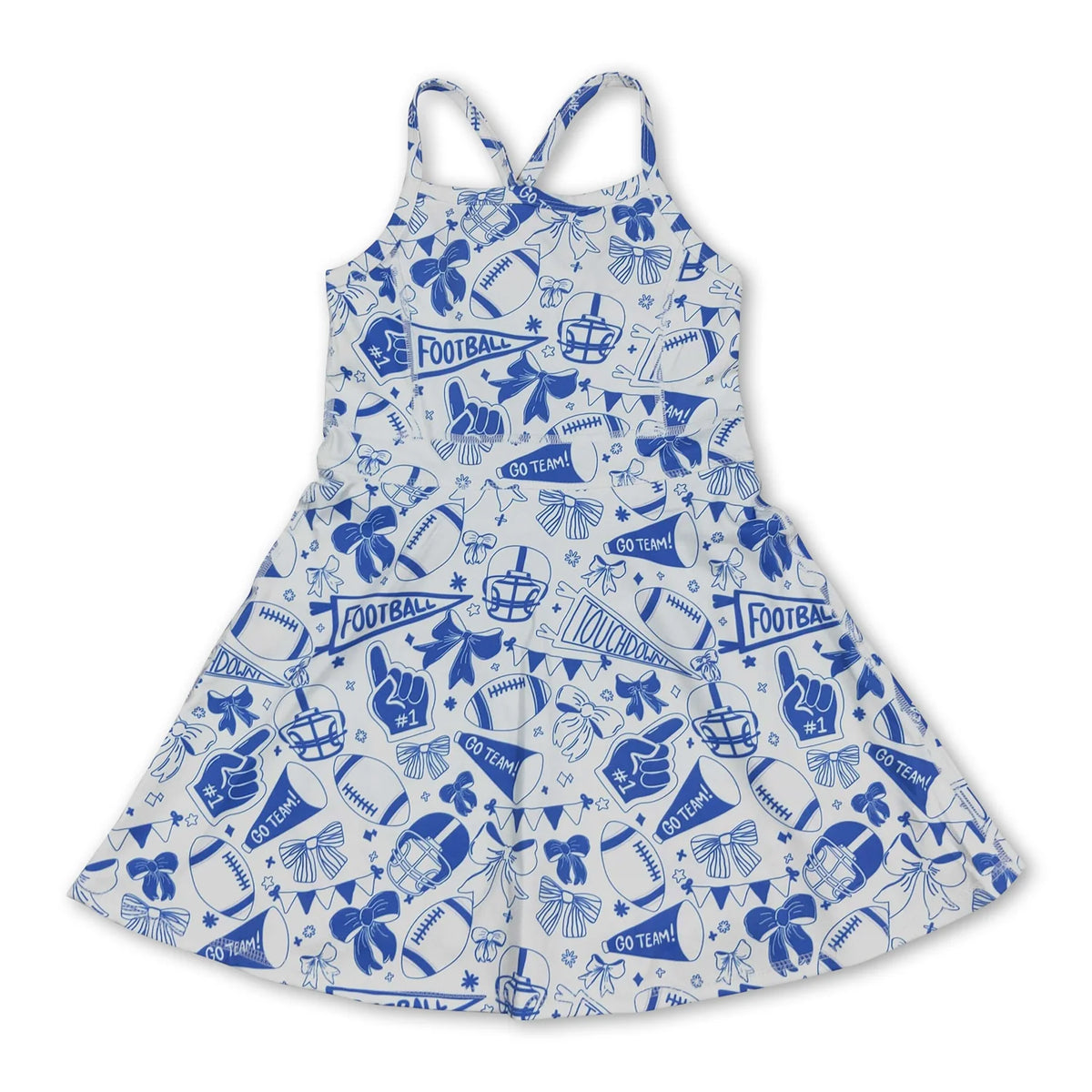 RTS NO MOQ Sibling baby girl clothes team cheer bow flying sleeve dress and romper and sets