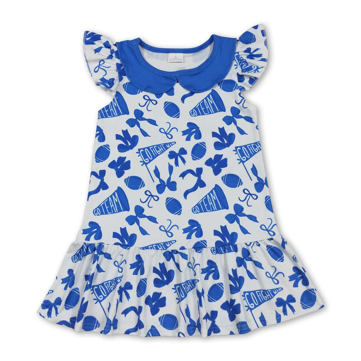 RTS NO MOQ Sibling baby girl clothes team cheer bow flying sleeve dress and romper and sets
