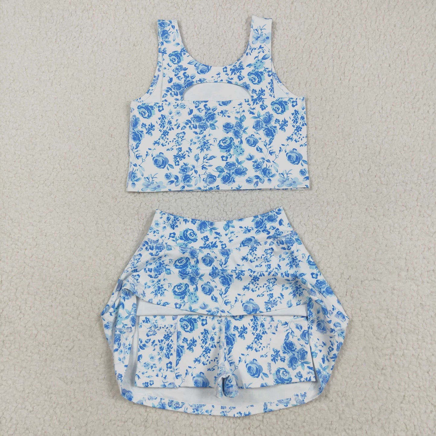 RTS NO MOQ Sibling baby girl clothes summer yoga sportswear skirt sets