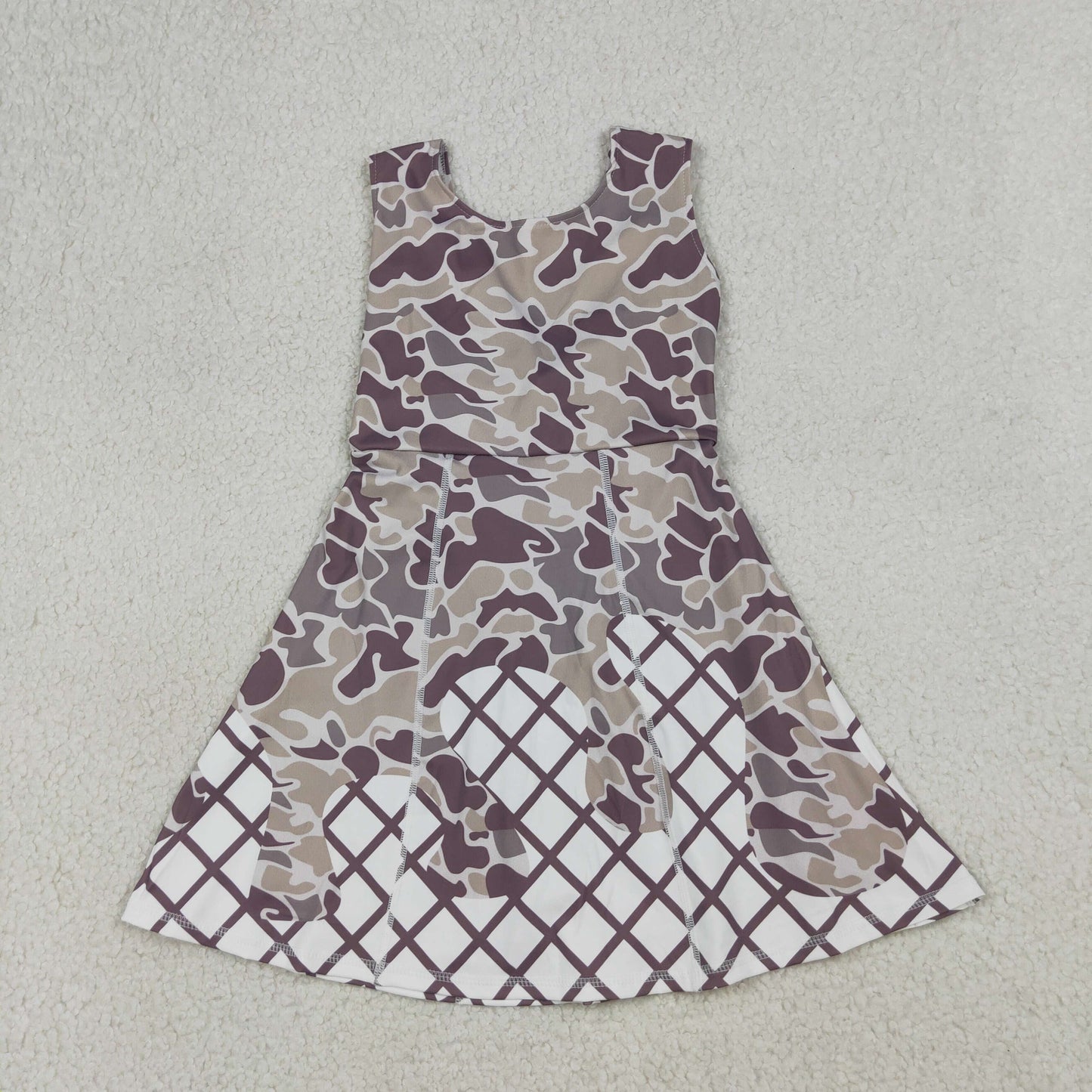 RTS NO MOQ GSD2819 Baby Girls' Grey Camo Drip Team Yoga Knee-Length Shorts Dress Cute Baby Girl Outfit