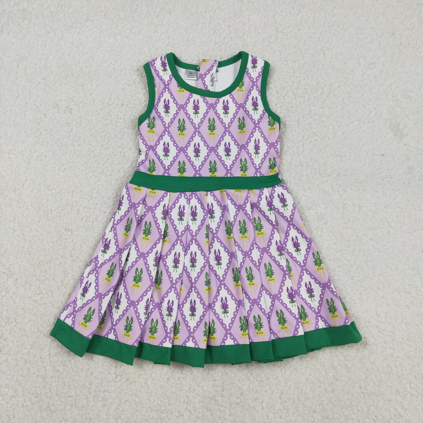 RTS NO MOQ Sibling baby Girls clothes mardi gras yoga sleeveless dresses