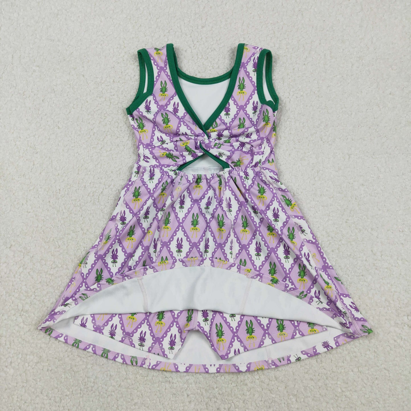 RTS NO MOQ Sibling baby Girls clothes mardi gras yoga sleeveless dresses