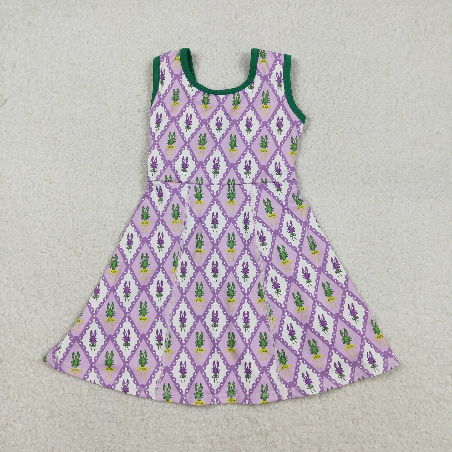 RTS NO MOQ Sibling baby Girls clothes mardi gras yoga sleeveless dresses