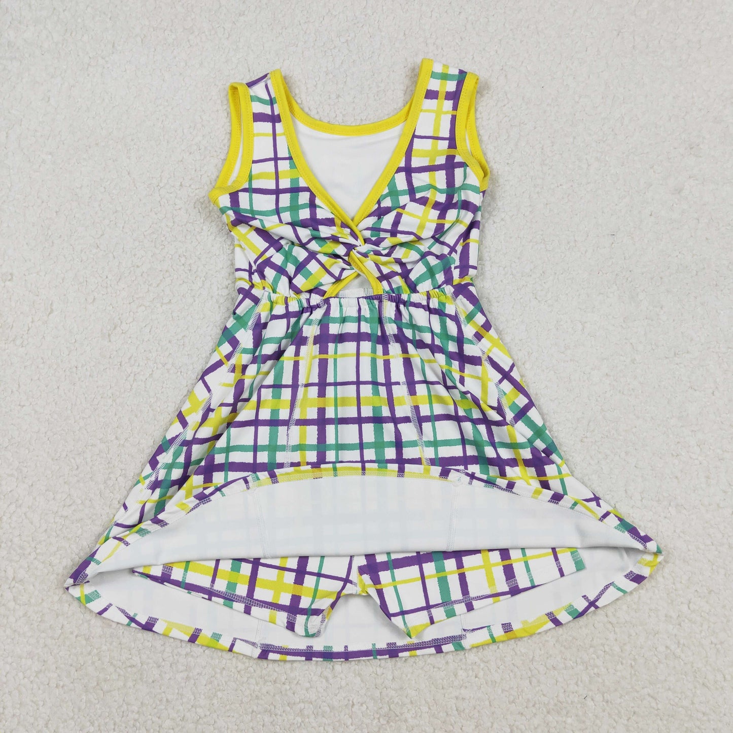 RTS NO MOQ Sibling baby Girls clothes mardi gras yoga sleeveless dresses