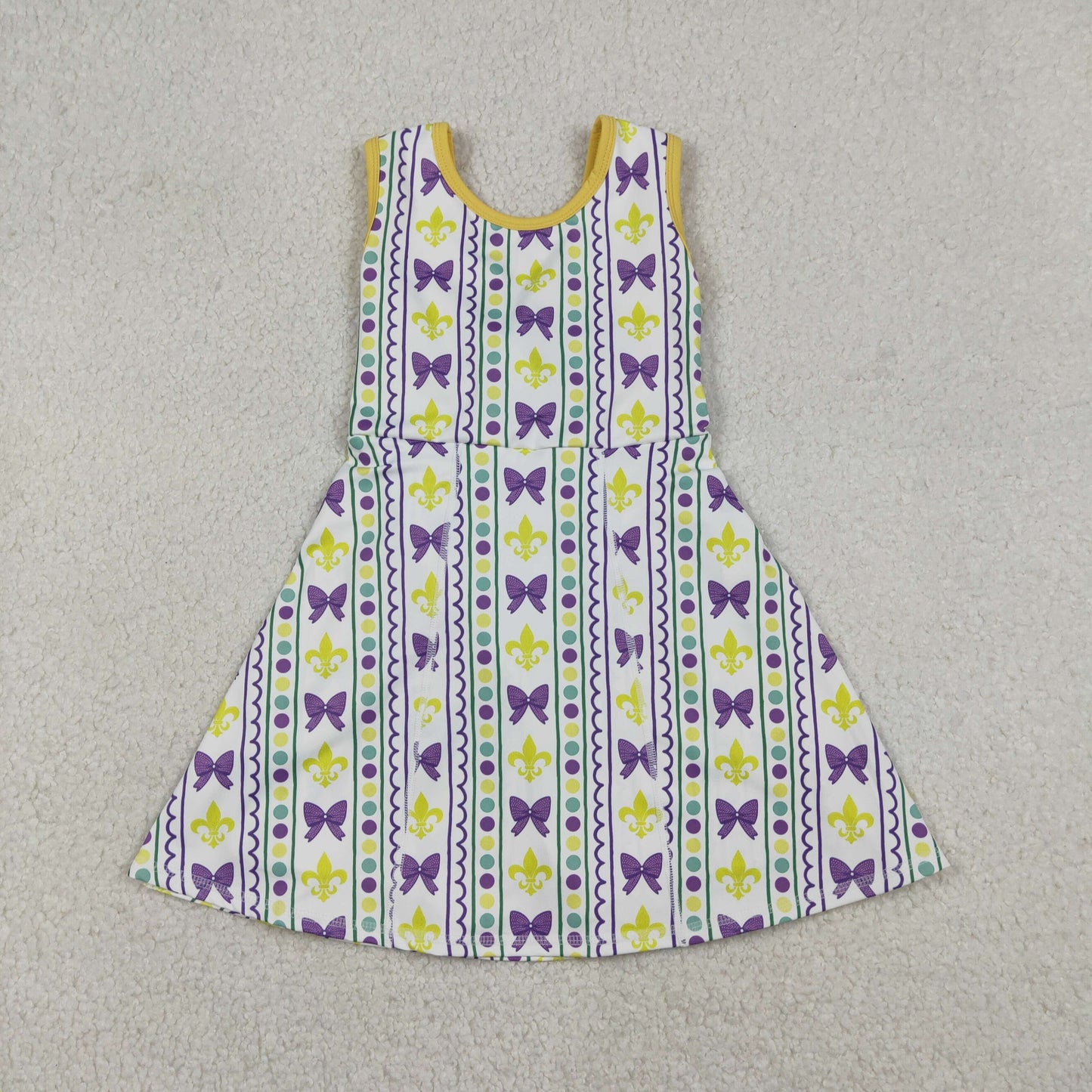 RTS NO MOQ Sibling baby girl clothes yoga mardi gras long-sleeved skirt suits and dress
