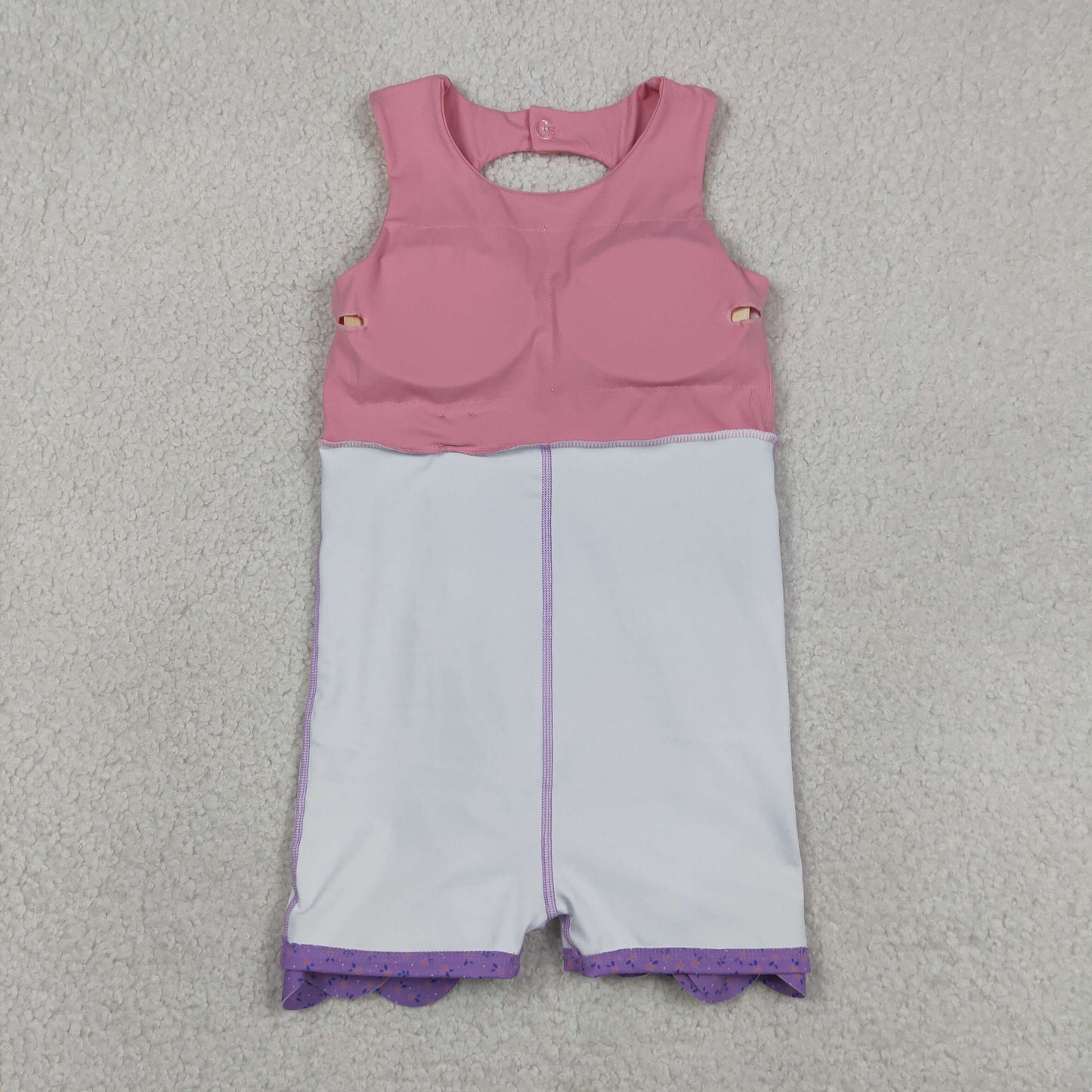 RTS NO MOQ yoga fabric GSD3028 Baby Girls Pink Purple Sleeveless Ruffle Scallop Bows Yoga Active Dresses