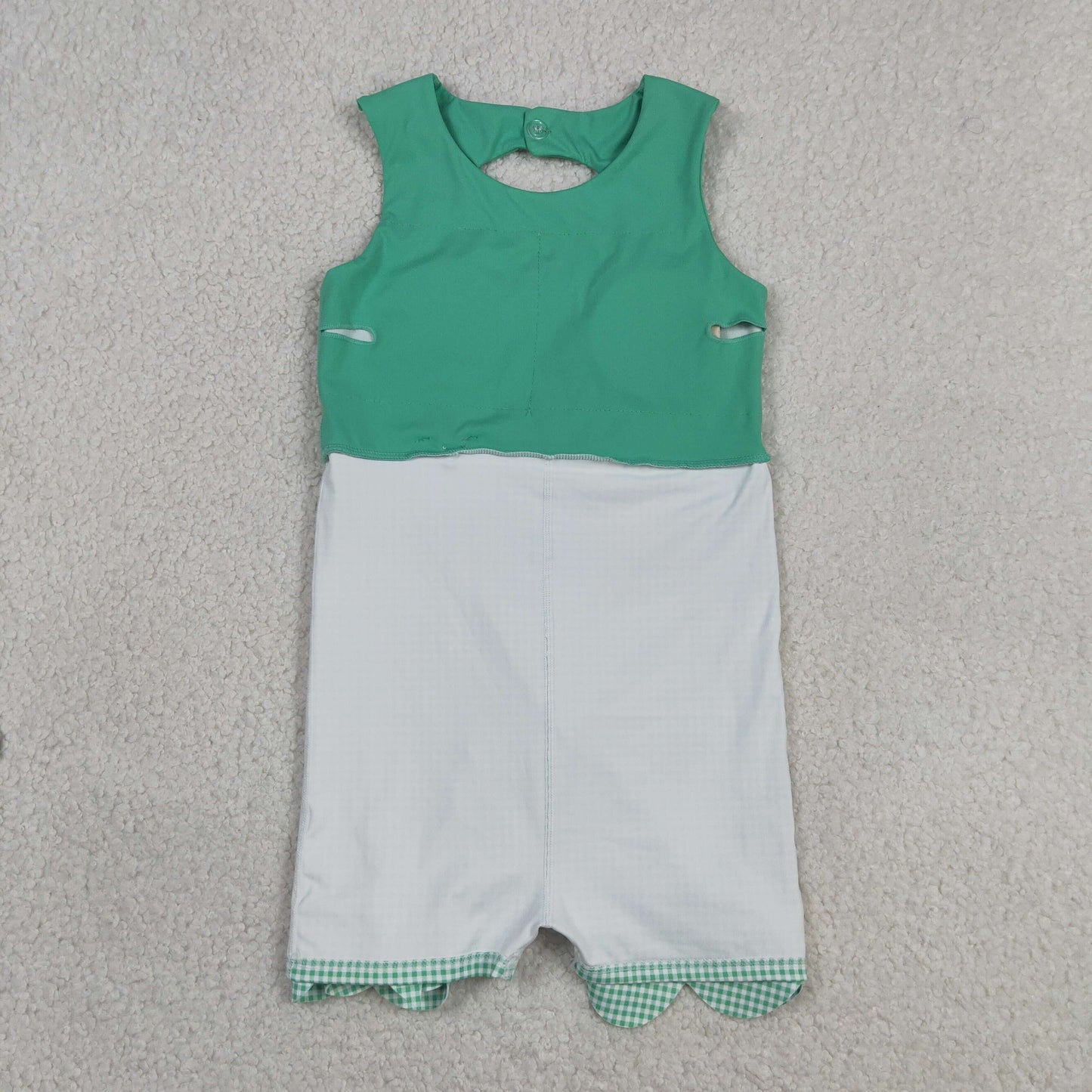 RTS NO MOQ Sibling yoga fabric Girls Green Vest Top Bows Skirt Shorts Yoga Active Scallop Sets Shorts Bows Scallop Knee Length Dresses