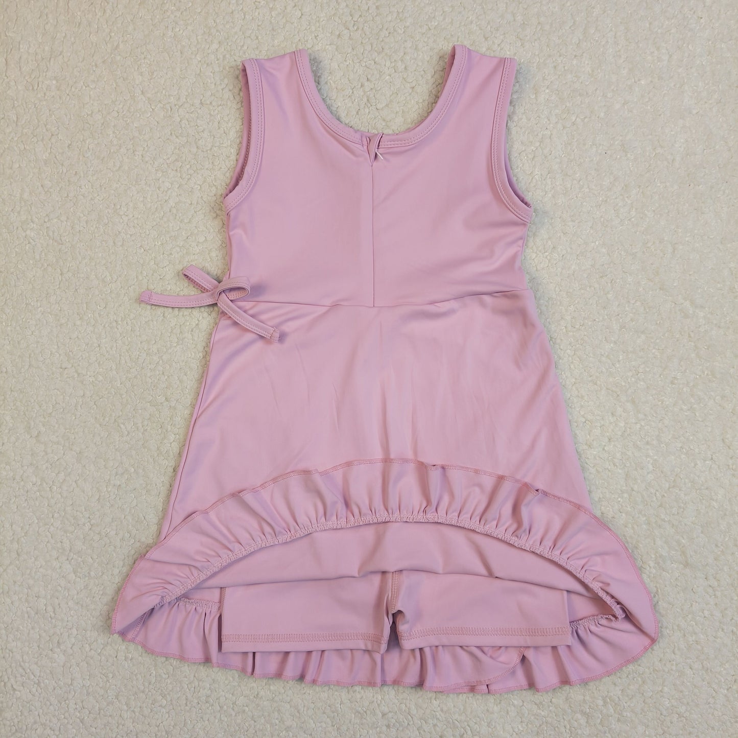 RTS NO MOQ GSD3034 Baby Girls Ruffle Knee Length Dress Pink Sleeveless Yoga Active Casual Outfit