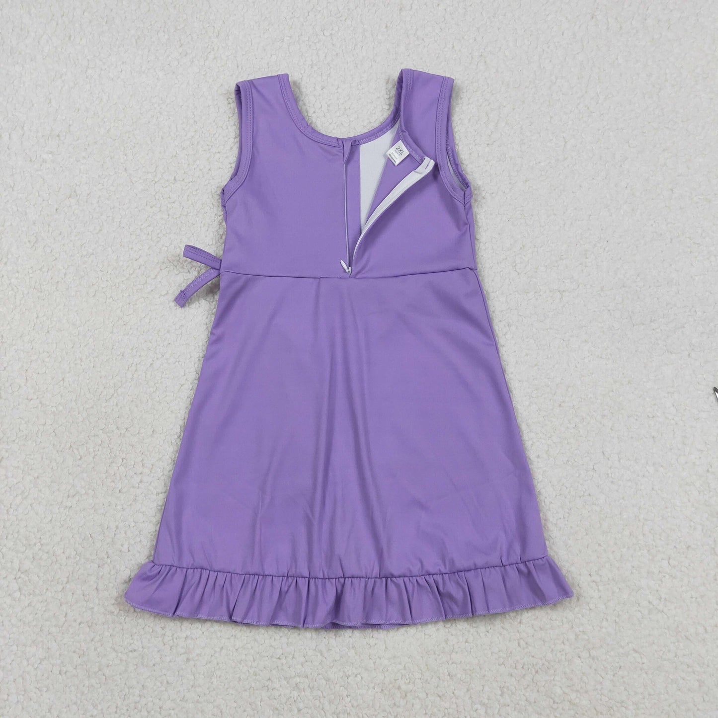 RTS NO MOQ GSD3036 Baby Girls Purple Ruffle Sleeveless Yoga Sports Dresses