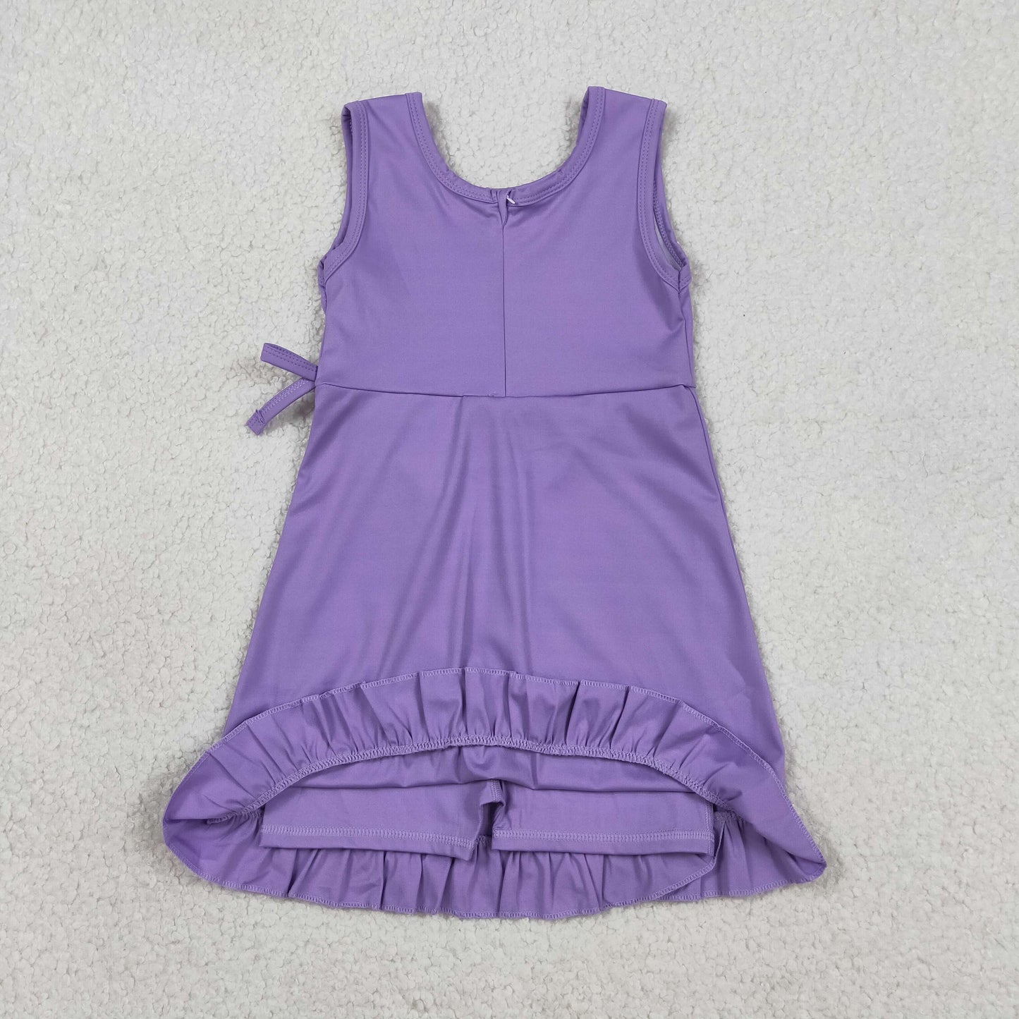 RTS NO MOQ GSD3036 Baby Girls Purple Ruffle Sleeveless Yoga Sports Dresses