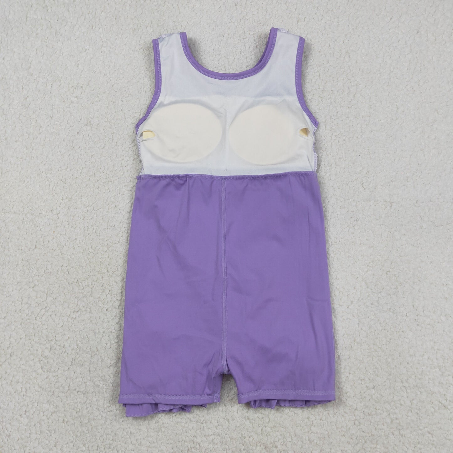RTS NO MOQ GSD3036 Baby Girls Purple Ruffle Sleeveless Yoga Sports Dresses