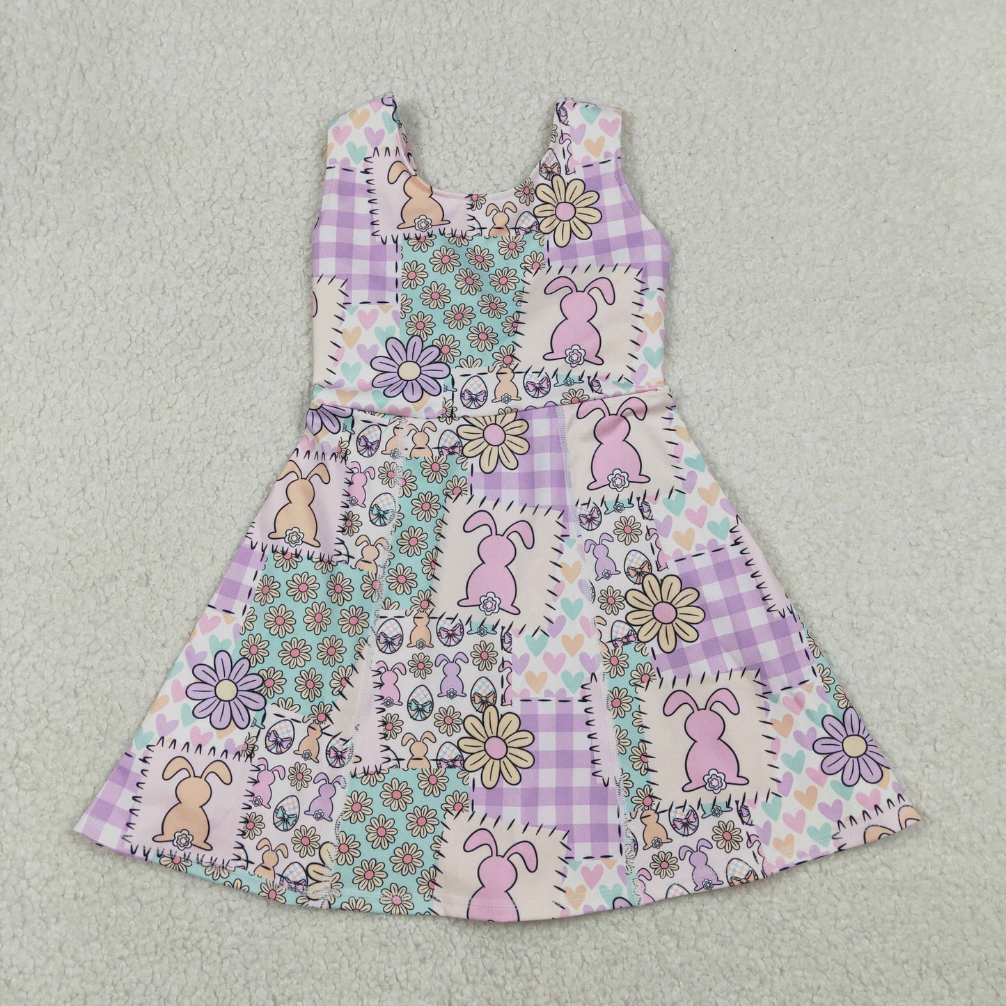 RTS NO MOQ Sibling Baby Girls Sleeveless Mardigras Print Yoga Shorts Active Knee-Length Dresses for Kids