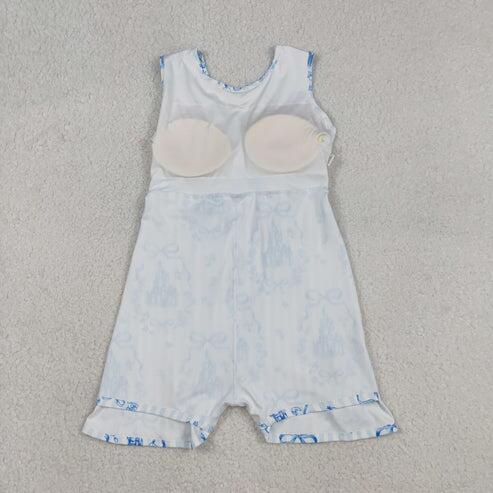RTS NO MOQ Sibling Baby Girls Sleeveless Flower Bows Yoga Active Shorts Knee-Length Dresses