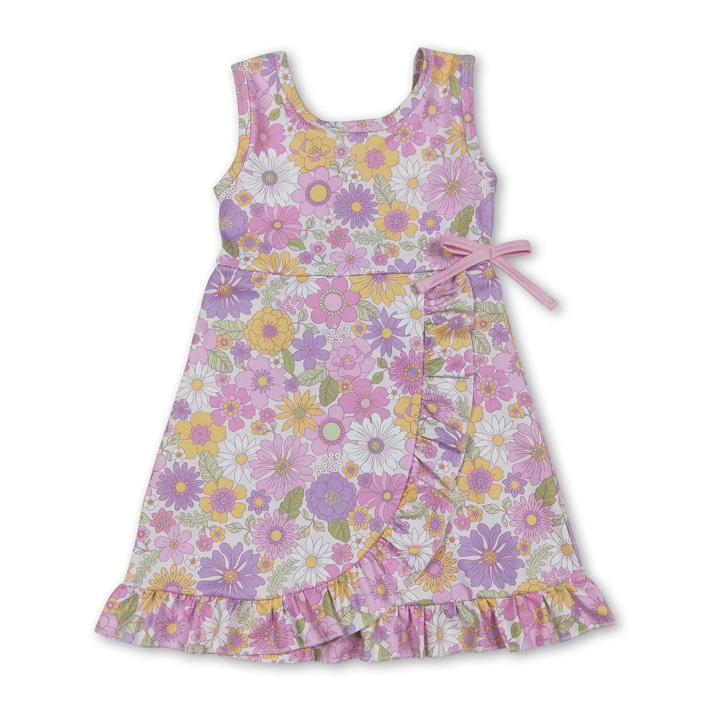 RTS NO MOQ Sibling yoga fabric Baby Girls Sleeveless Knee Length Yoga Active Dress