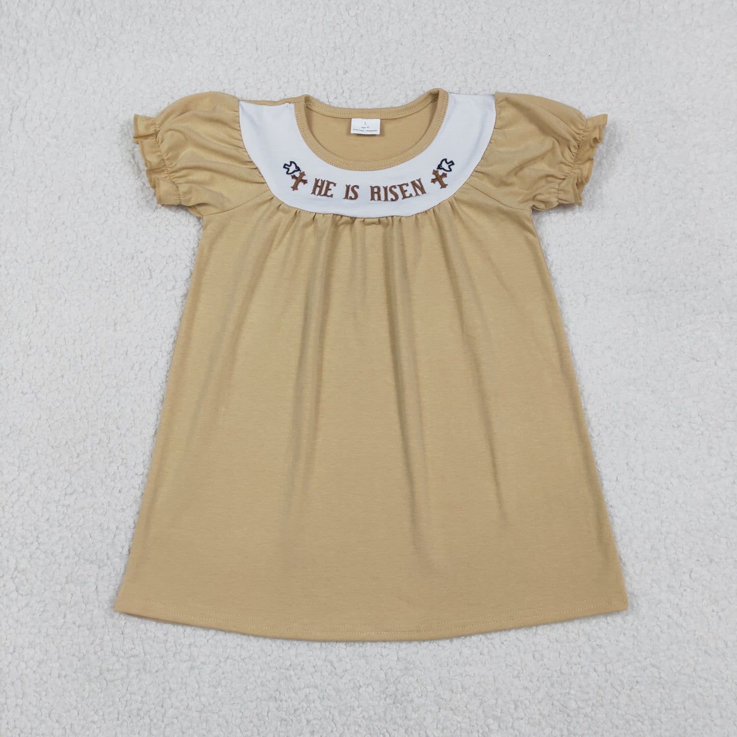 RTS NO MOQ Sibling Embroidery 'He Is Risen' Baby Boys Easter Outfit Set Sleeveless Rompers Top Shorts Knee-Length Dresses