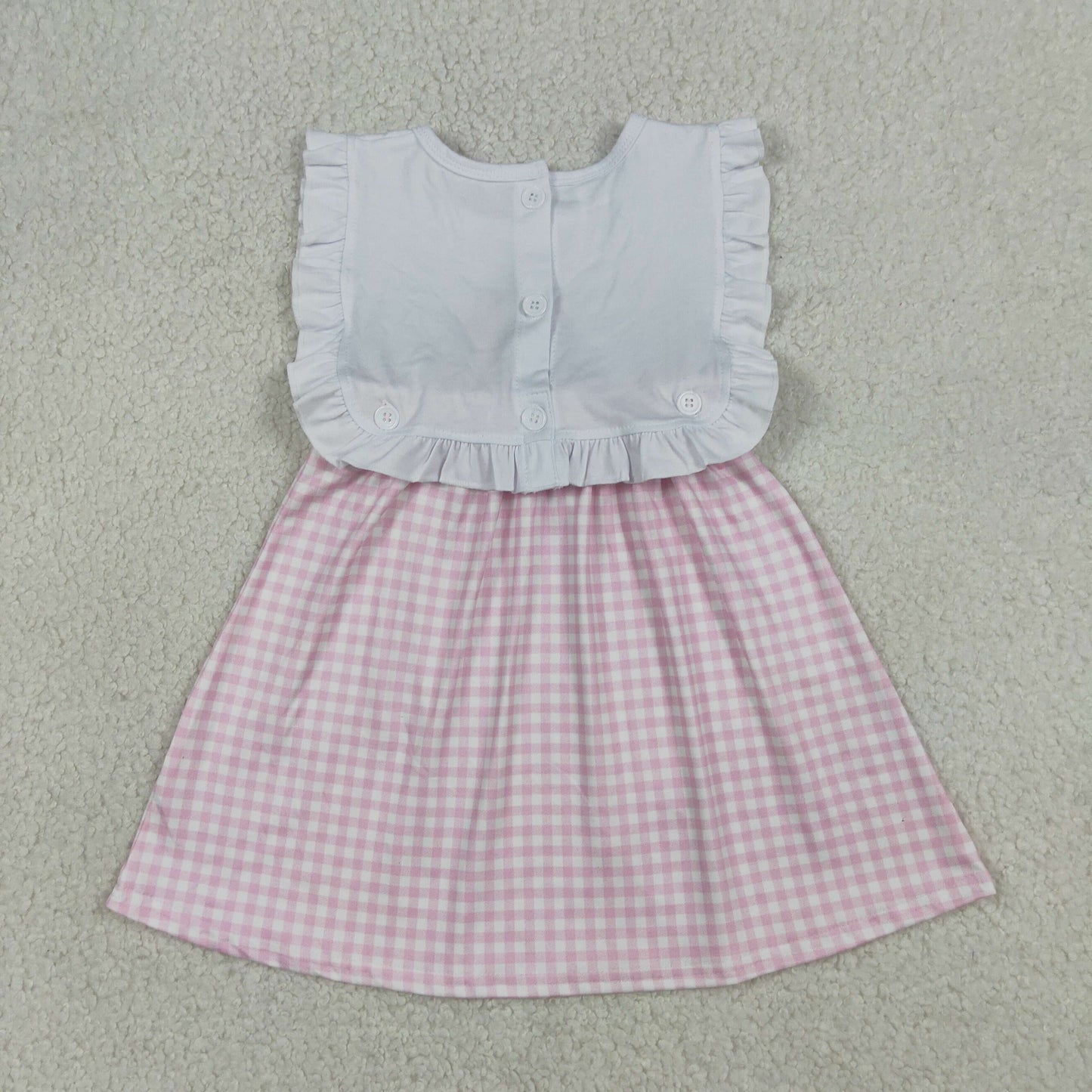 RTS NO MOQ Sibling Baby Boys Embroidery Child of God Top Checked Shorts Set Girls Pink Knee-Length Dress