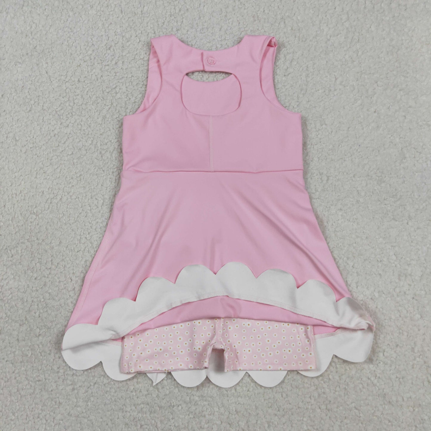 RTS NO MOQ GSD3315 Toddler Girls Sweet Pink Sleeveless Yoga Ruffle Knee Length Dress with Bow